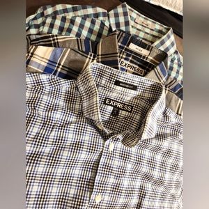 3 EXPRESS Dress Shirts Blue Bundle